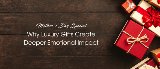 Luxury gifts wrapped in red and gold boxes for Mother’s Day creating a deeper emotional impact