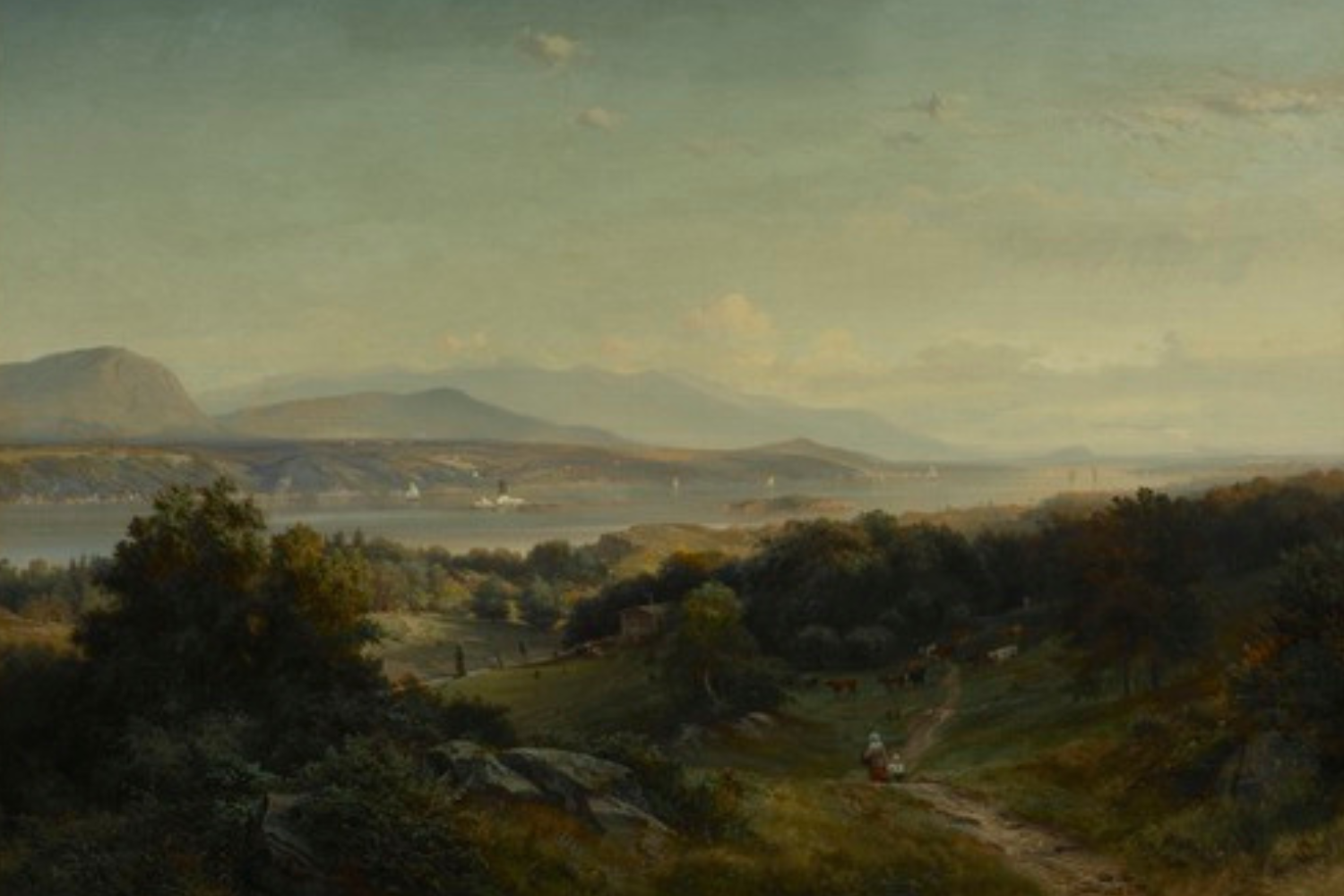Vintage image of Hudson river from the Vanderbilt Mansion